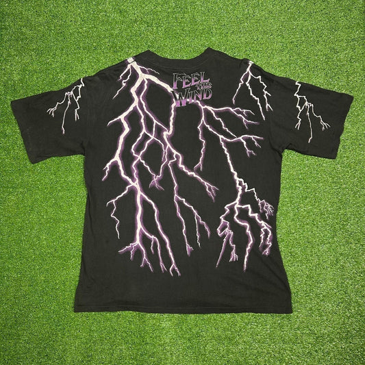 Rare 90s Vintage Feel The Thunder American Thunder AOP Single Stitch T Shirt XL